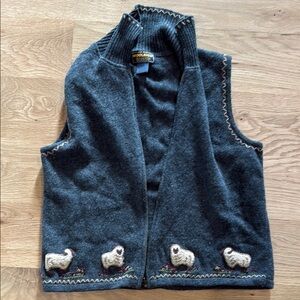 Gray Woolrich Sheep Embroidered Vest